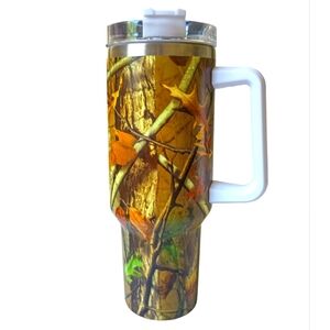 40 oz. Camo Tumbler with Handle and Screw On 3-Way Lid